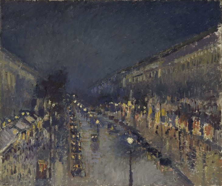 Archisearch - Camille Pissarro / The Boulevard Montmartre at Night, 1897 / Oil on canvas, 53.3 x 64.8 cm / (c) The National Gallery, London