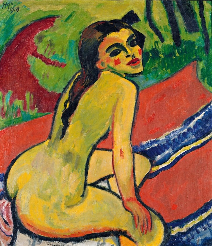 Archisearch - Max Pechstein / Sitting Girl (Moritzburg), 1910 / Oil on canvas, 80 x 70 cm / Staatliche Museen zu Berlin, Nationalgalerie / Photo: bpk / Roman März  (c) 2015 Pechstein Hamburg / Tökendorf